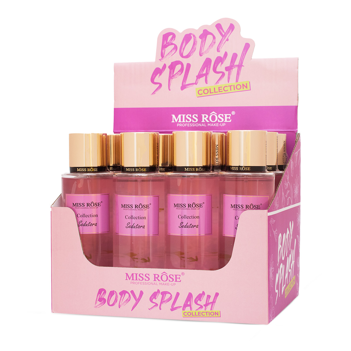 Body Splash Collection Sedutora com 12un Miss Rôse 250ml (726762)