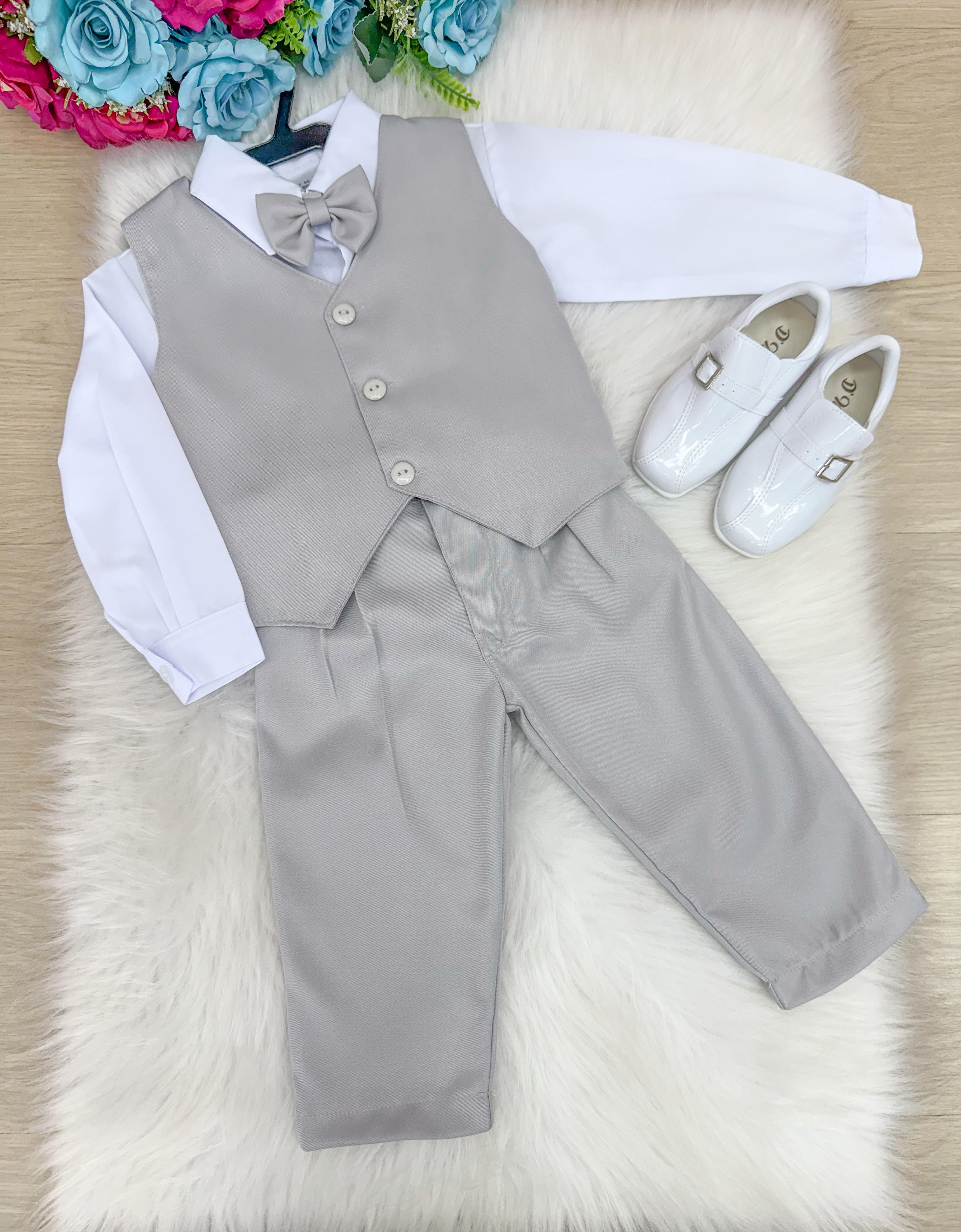 Conjunto Miss Cherry Social Leonardo Colete Cinza Claro (CONJMSSCHRRYCLTCNZCLR)