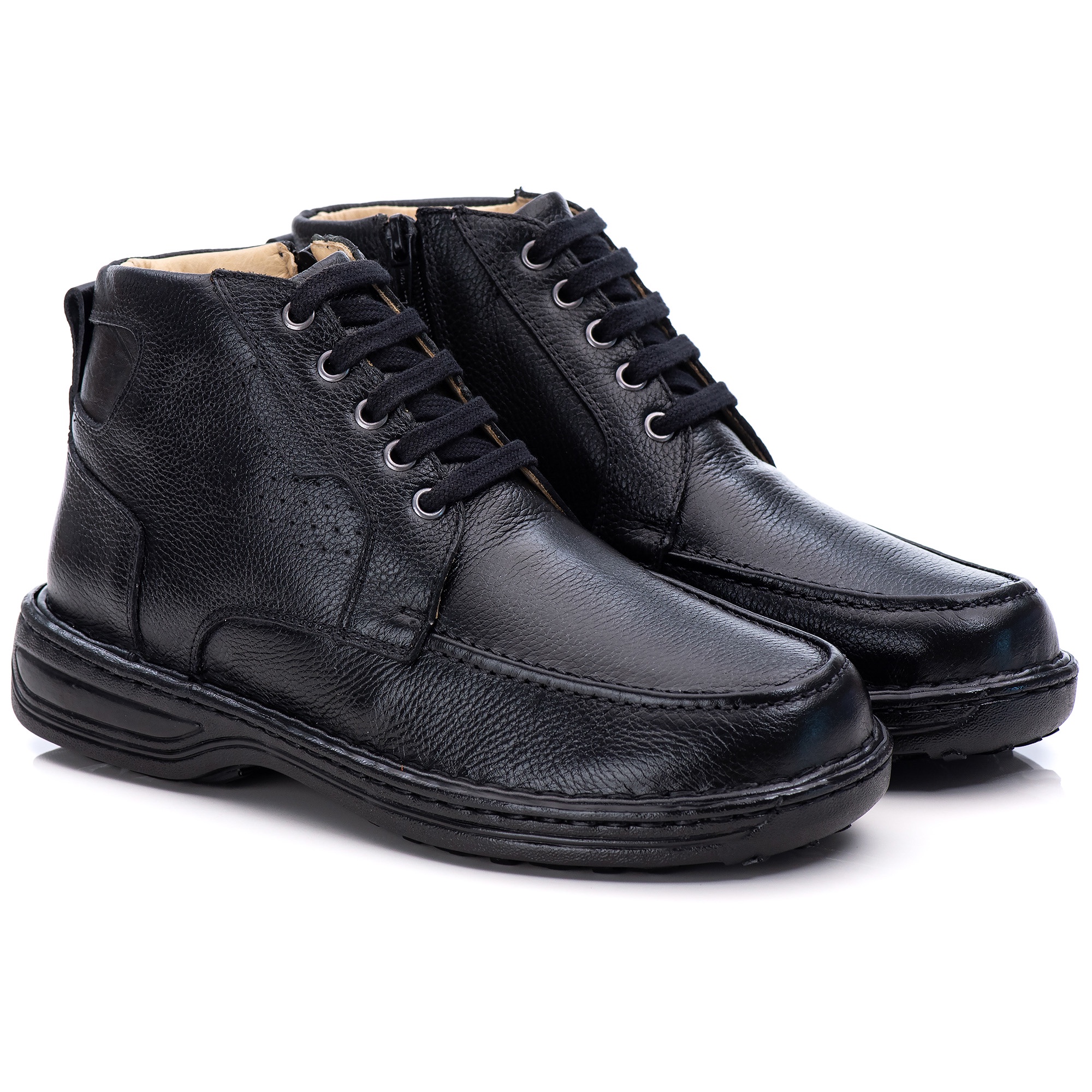 Coturno Casual Conforto Couro Preto (RT8003FLOPTO)