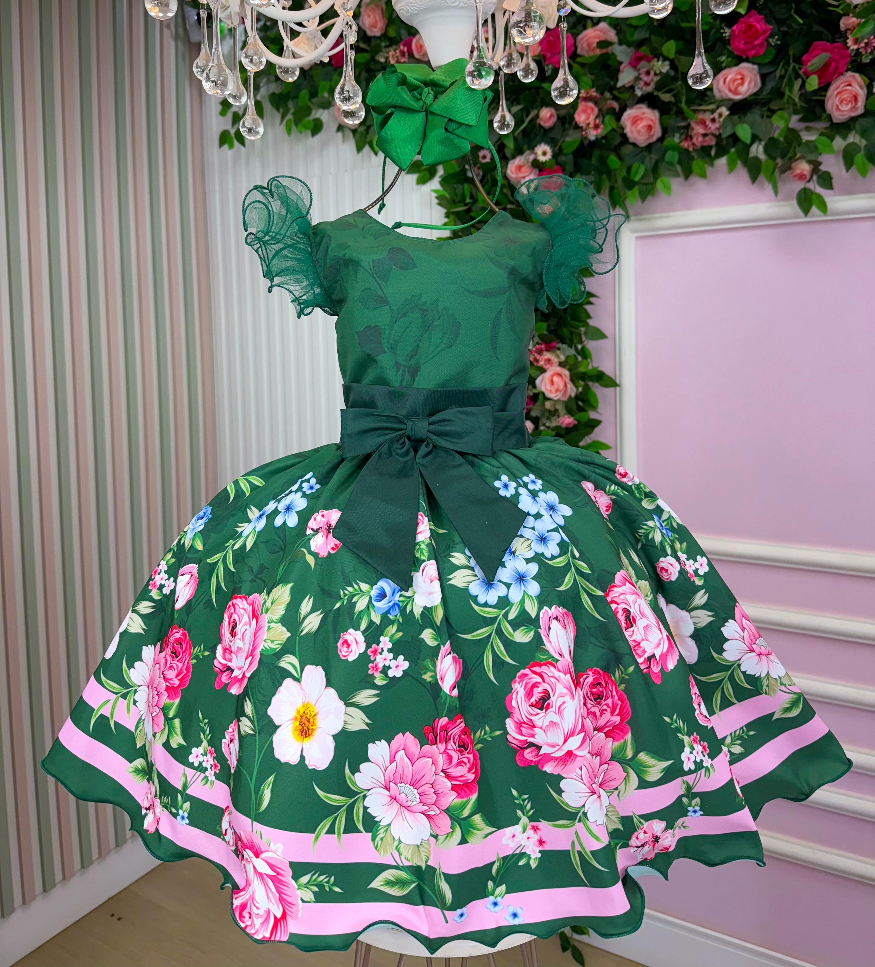 Vestido Marie Flor de Natal Verde (VESTMRIFLRDNTLVRD)