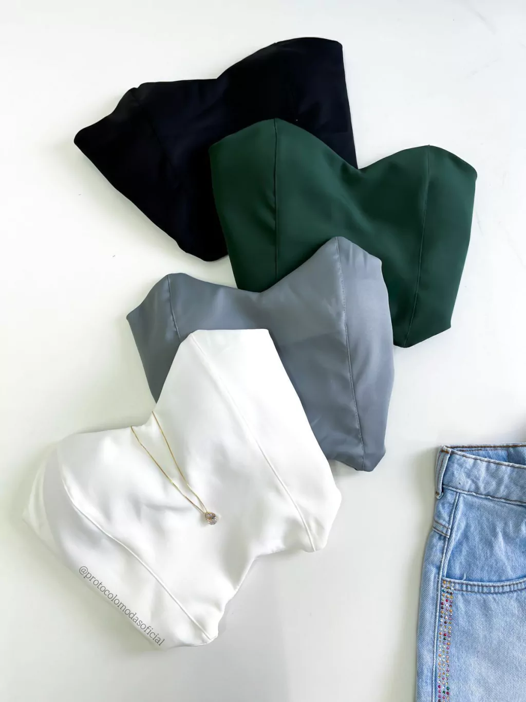 Cropped em Alfaiataria Corset sem Alça Estela Ref. 871 (12345670018924125266)