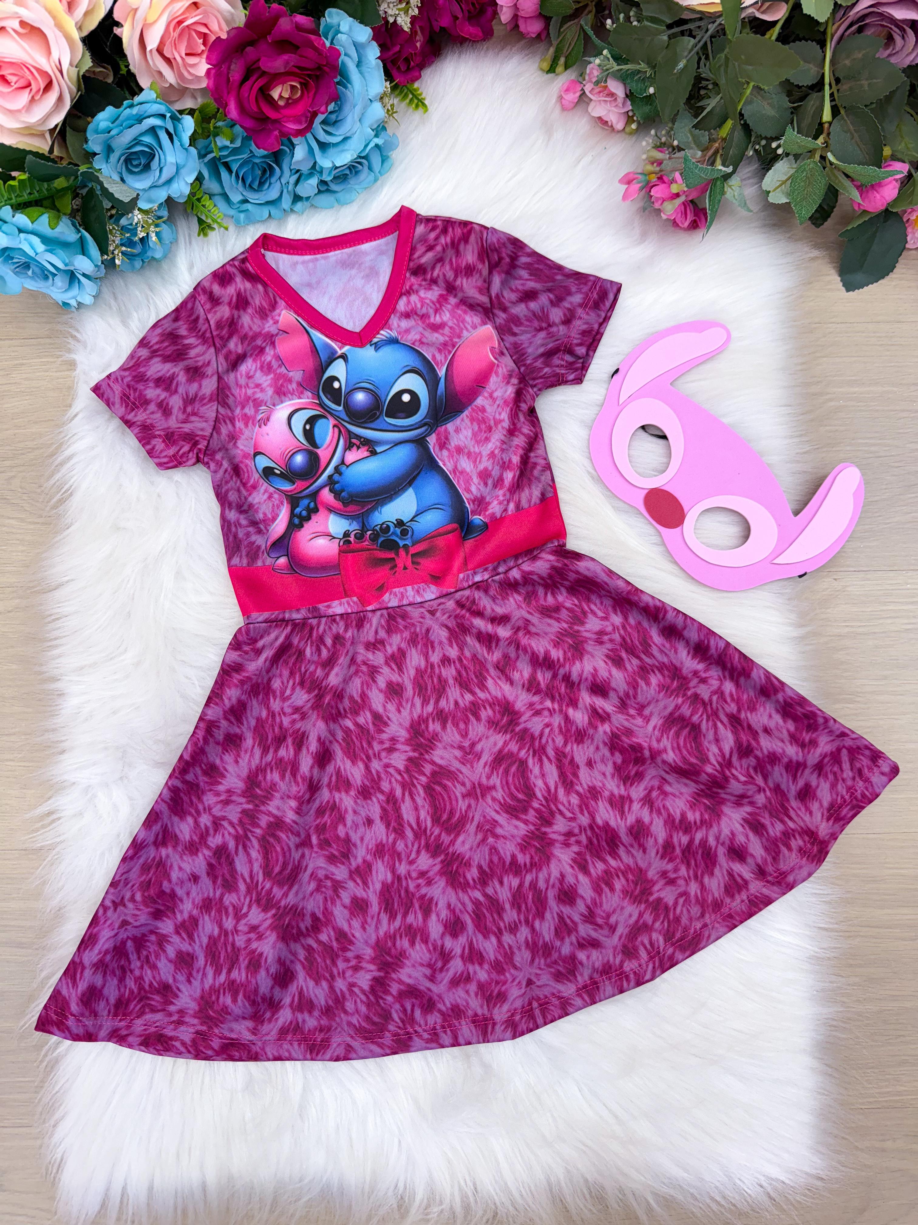 Fantasia Menina Stitch e Angel Rosa (FANTMNINANGRO)