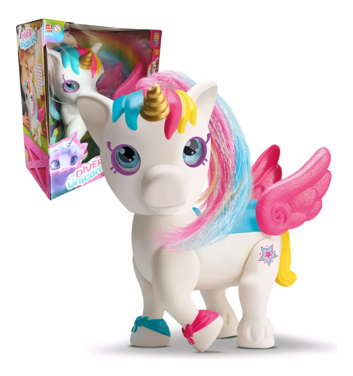 Unicórnio Colorido em Vinil Articulado 27cm – Divertoys (0154335)