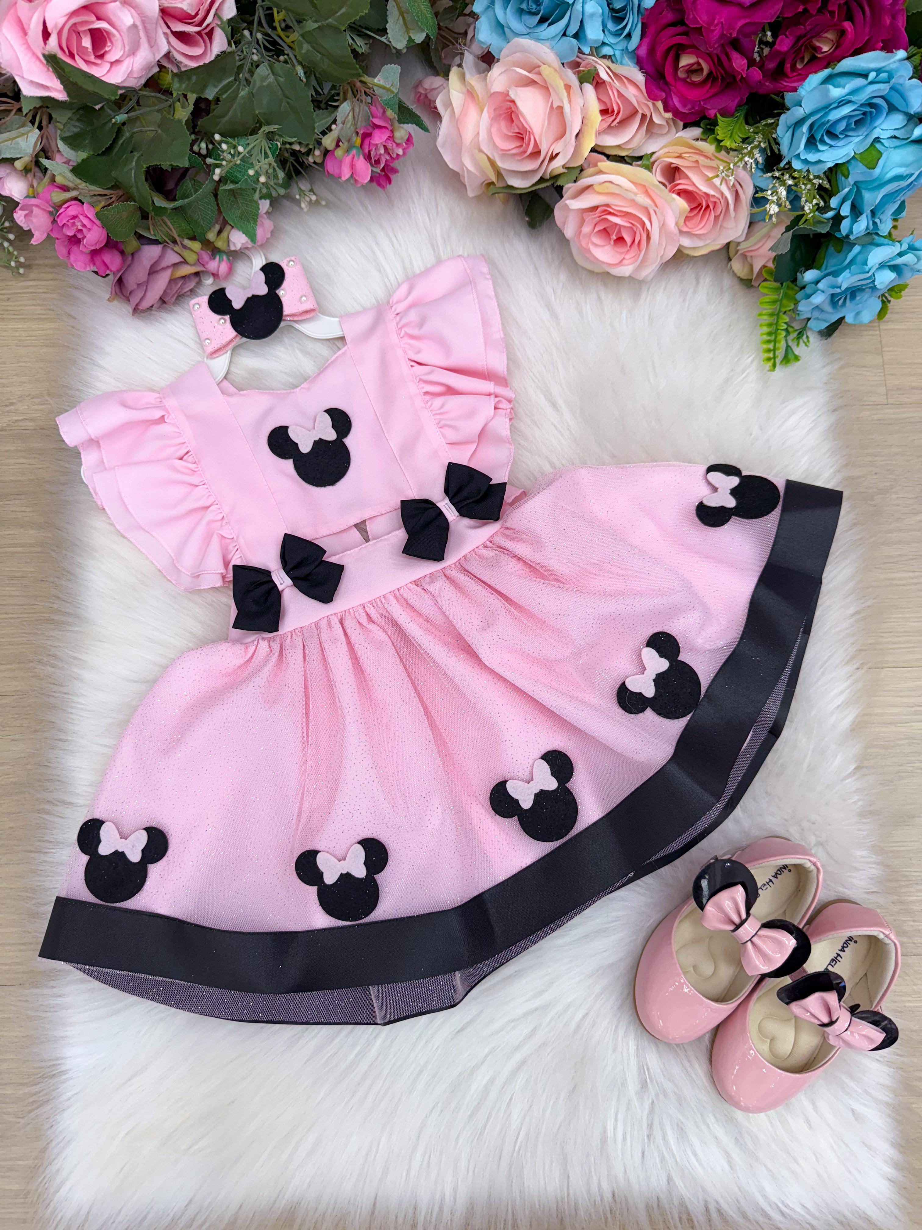 Romper/Vestido Princesa Belli Minnie/Minie Rosa Modelo 2 (RMPRVESTPRNCBLMNIERSMDL2)