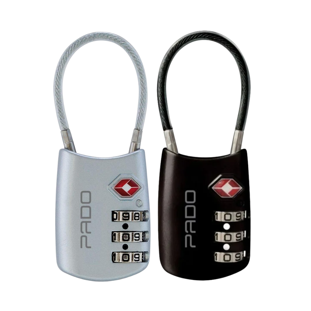 Kit 2 Cadeados Pado Tsa haste 3 Segredos Prata e Preto (5201828KITPP)