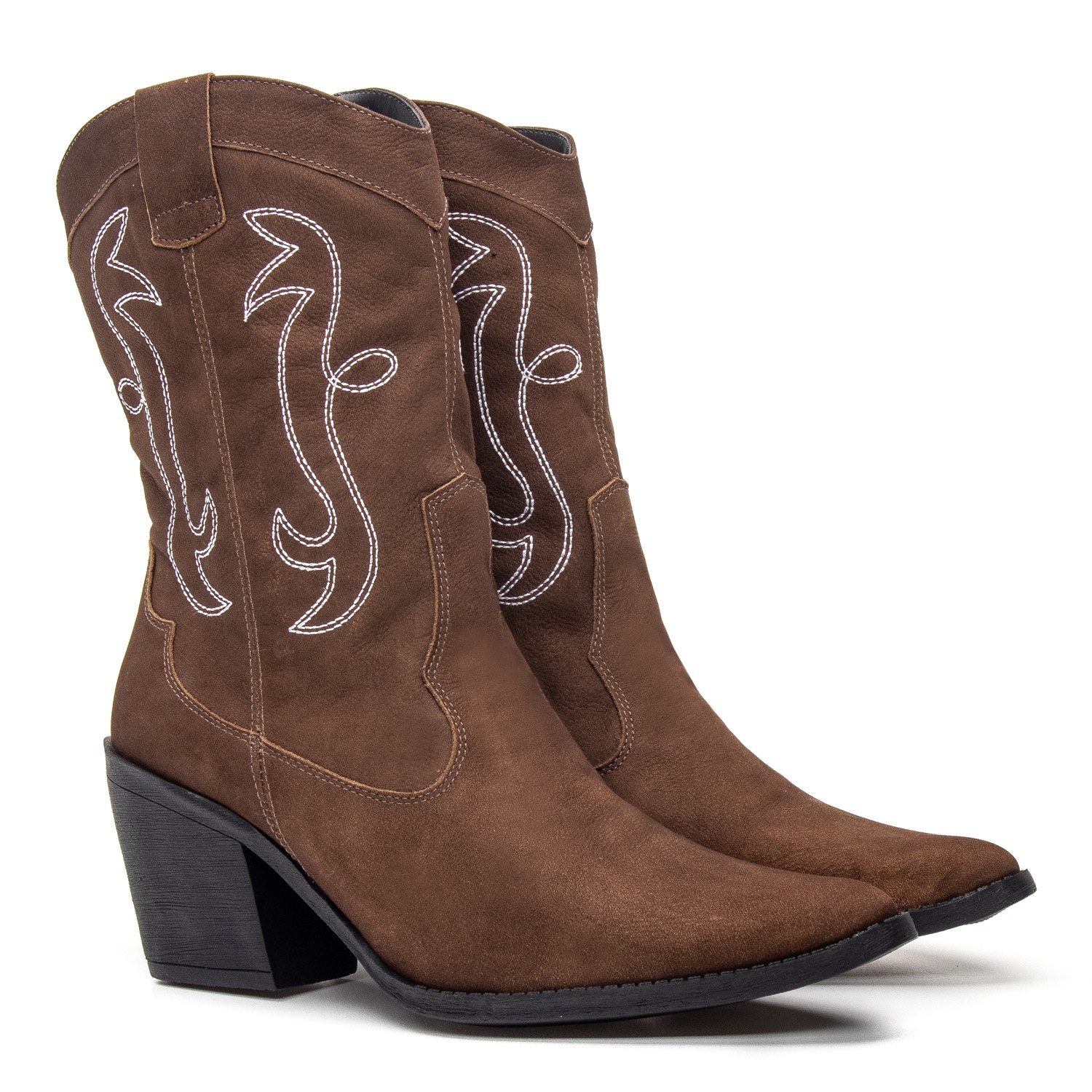 Botas Femininas Texanas Cano Médio Couro Castor (GIBBT4500-CASTOR)