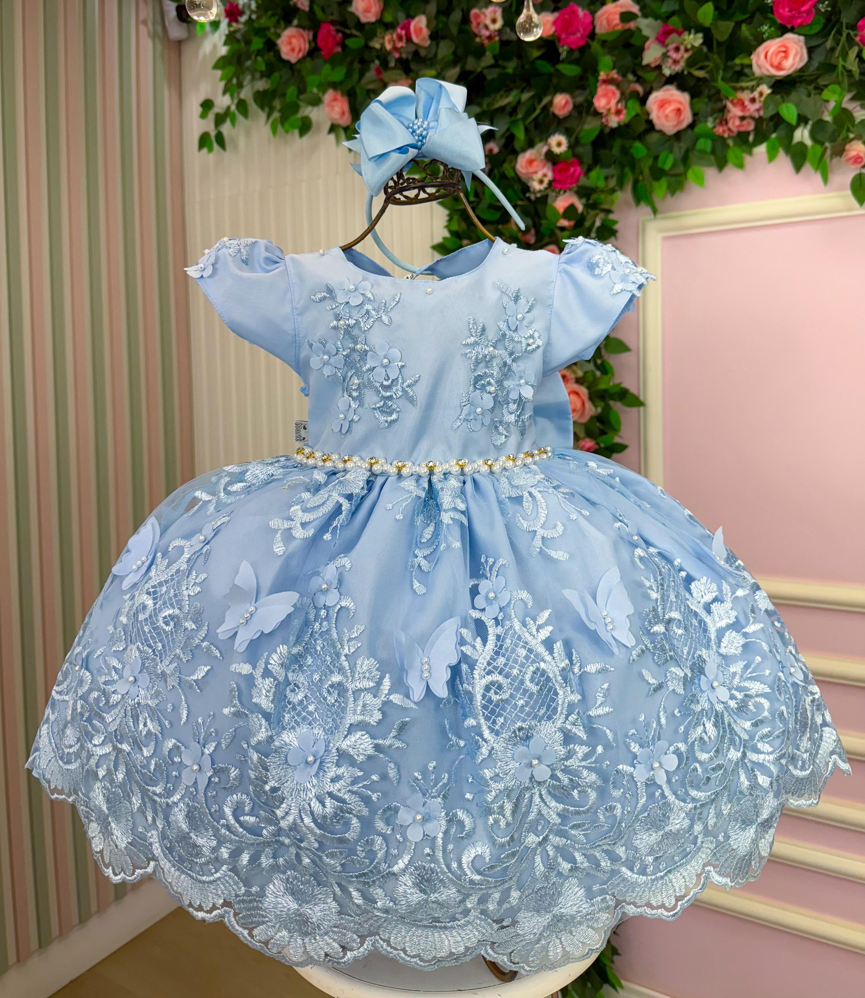 Vestido Marie Jardim Encantado Realeza Azul Bebe (VESTMRJRDENCRLZZB)
