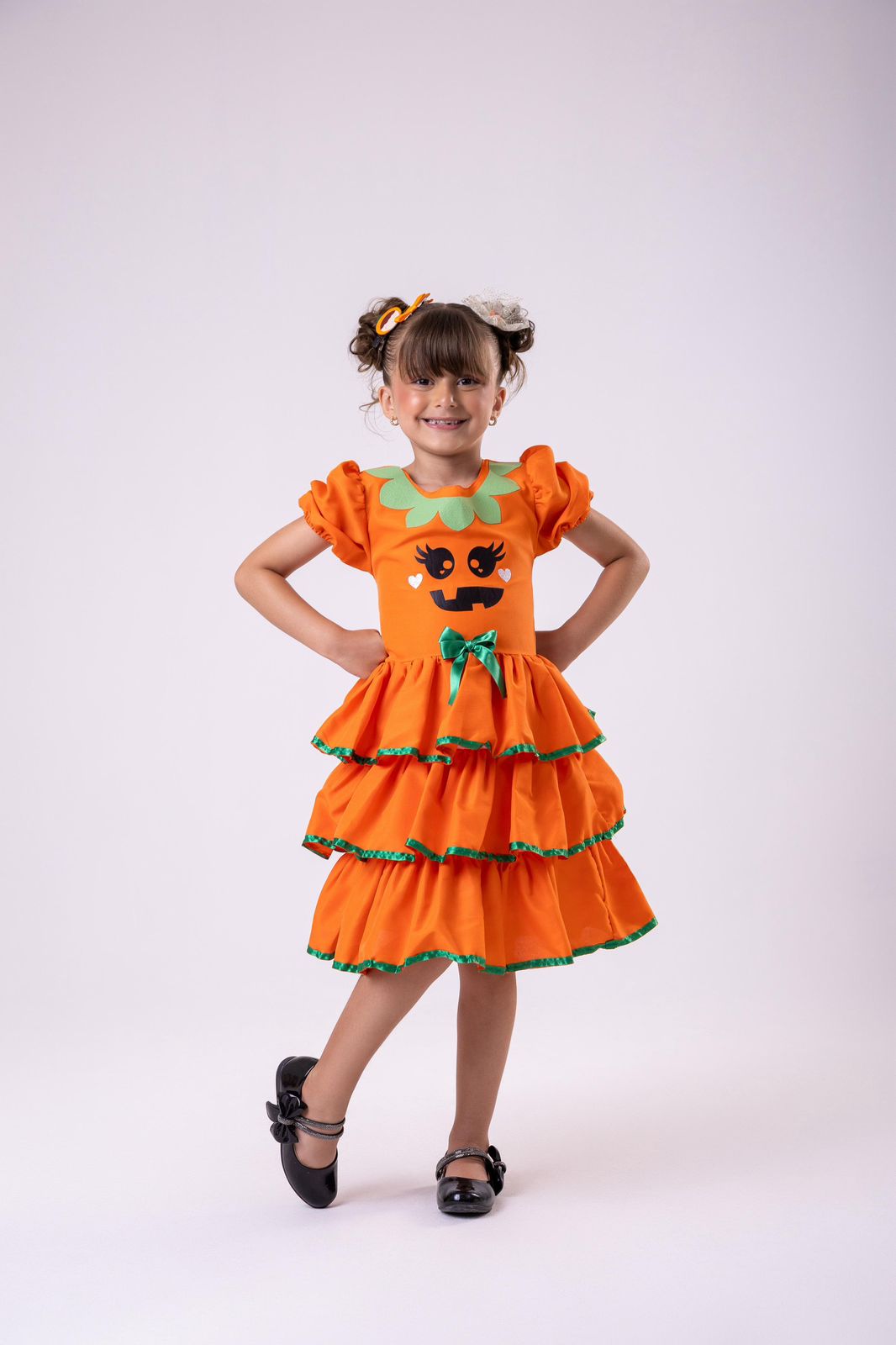 Vestido Tematicos Kids Halloween Doce Abóbora (VESTFNTTMTCKDSHLWNDCAB)