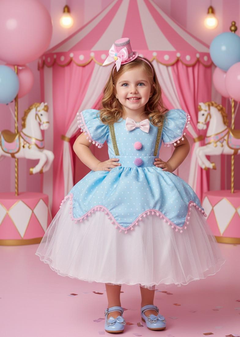 Vestido Princesa Belli Tematico Circo - Palhacinha (VESTPRNCBLLTMCIRCPLH)