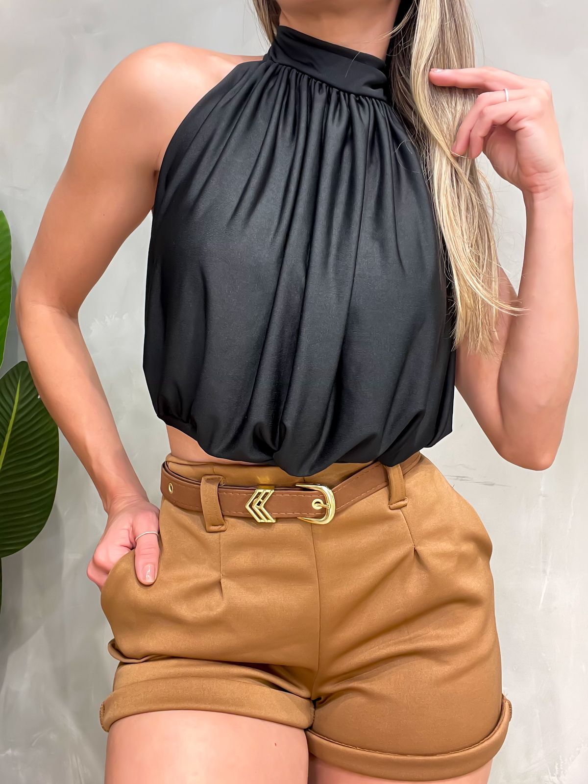 Cropped em Malha Romantic Balonê Frente Única com Amarração Tayna Ref. 1723 (12345670018924243151)