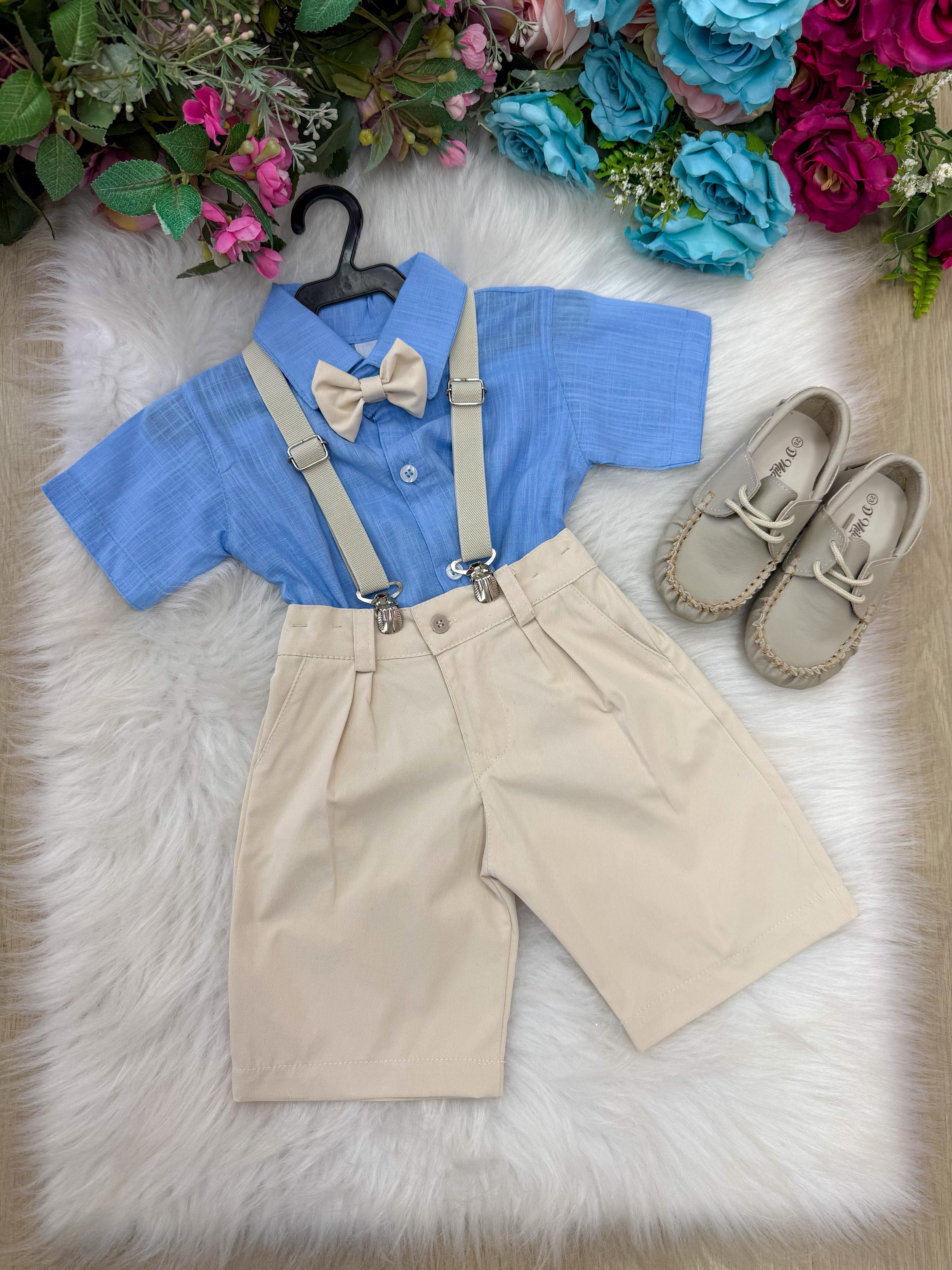 Conjunto Miss Cherry Henry Azul Suspensorio Bege (CONJMSCHRHRNAZLSPN)