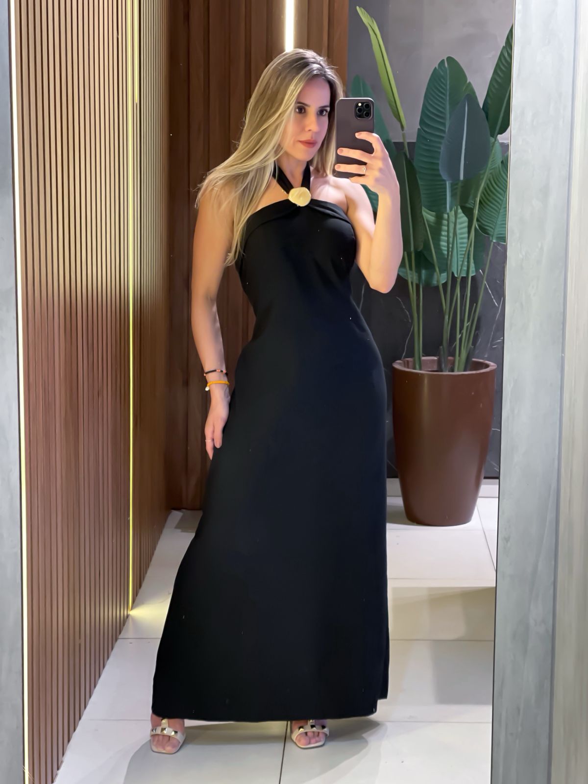 Vestido Longo em Alfaiataria Sensoriale com Amarração e Pedraria Muriel Ref. 1759 (12345670018924247418)