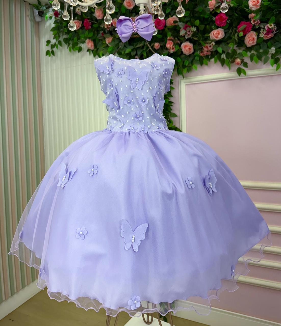 Vestido Marie Jardim das Borboletas Lilas Viviane (VESTMARJARBORBLILVIV)