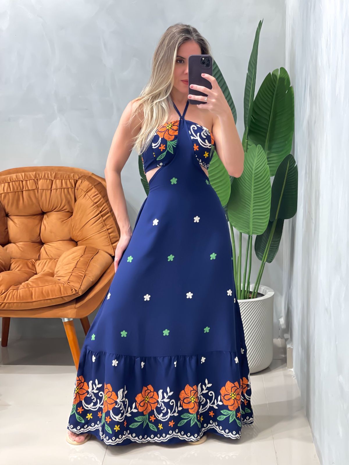 Vestido Longo em Crepe Costas Nua com Amarração Alice Ref. 1779 (12345670018924248224)
