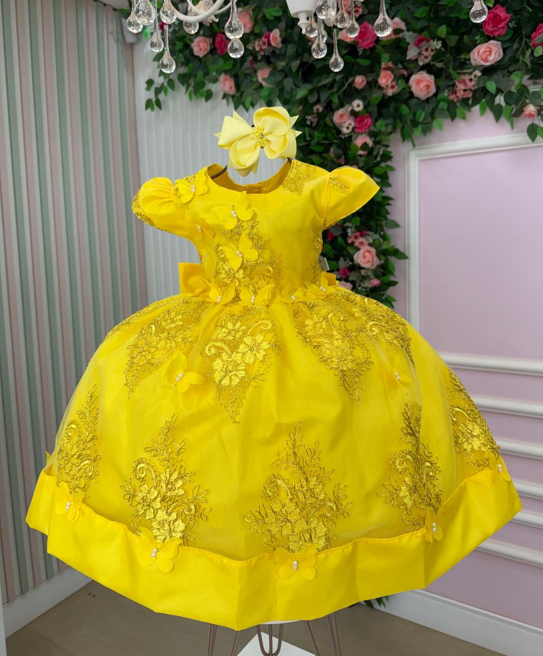 Vestido Marie Marcelina Jardim Encantado Amarelo (VESTMRMLJDENCAMRL)