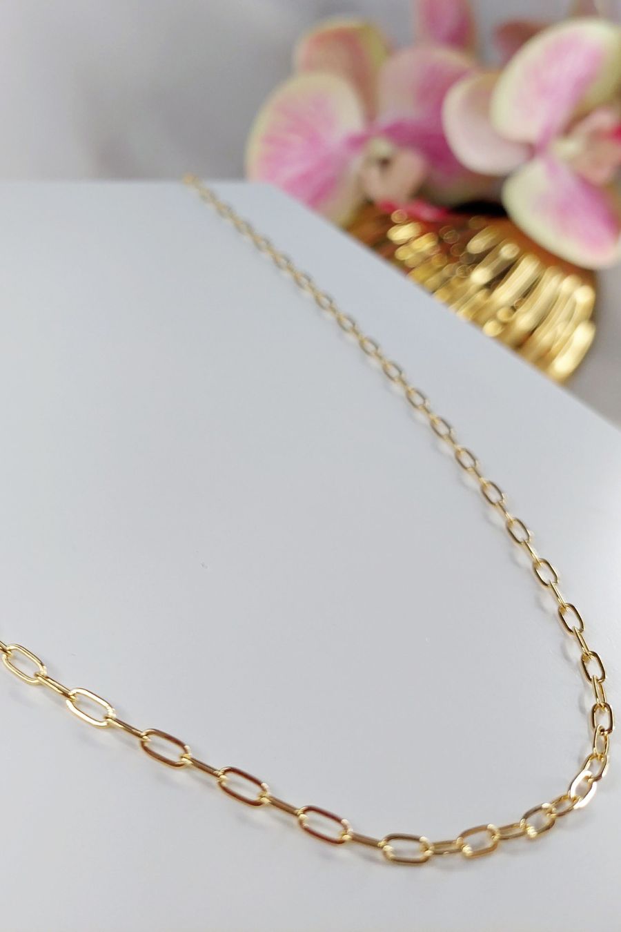 Colar Corrente Elos Intercalados Banhado em Ouro 18k MASCULINO (CL0087)