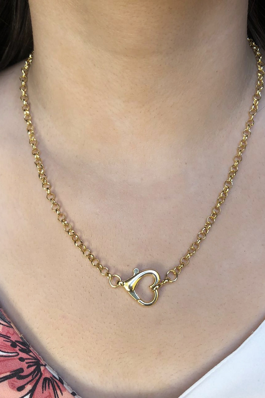 Colar com Corrente Dourada e Fecho de Coração Banhado em Ouro 18k (CL0024)