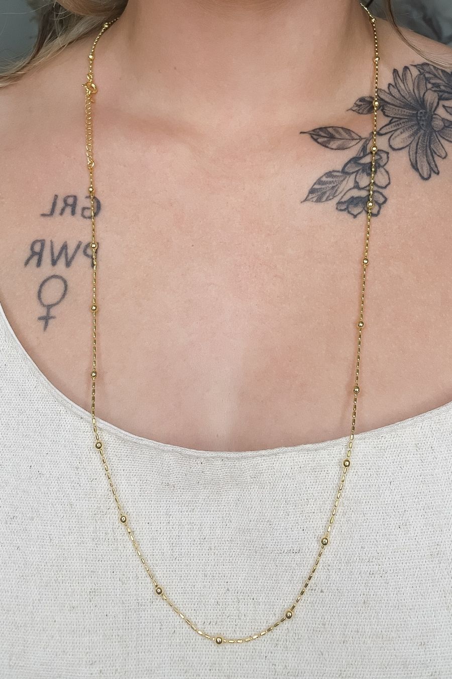 Colar de Corrente com Bolinhas Douradas Banhado em Ouro 18k (3607.18500 18619)