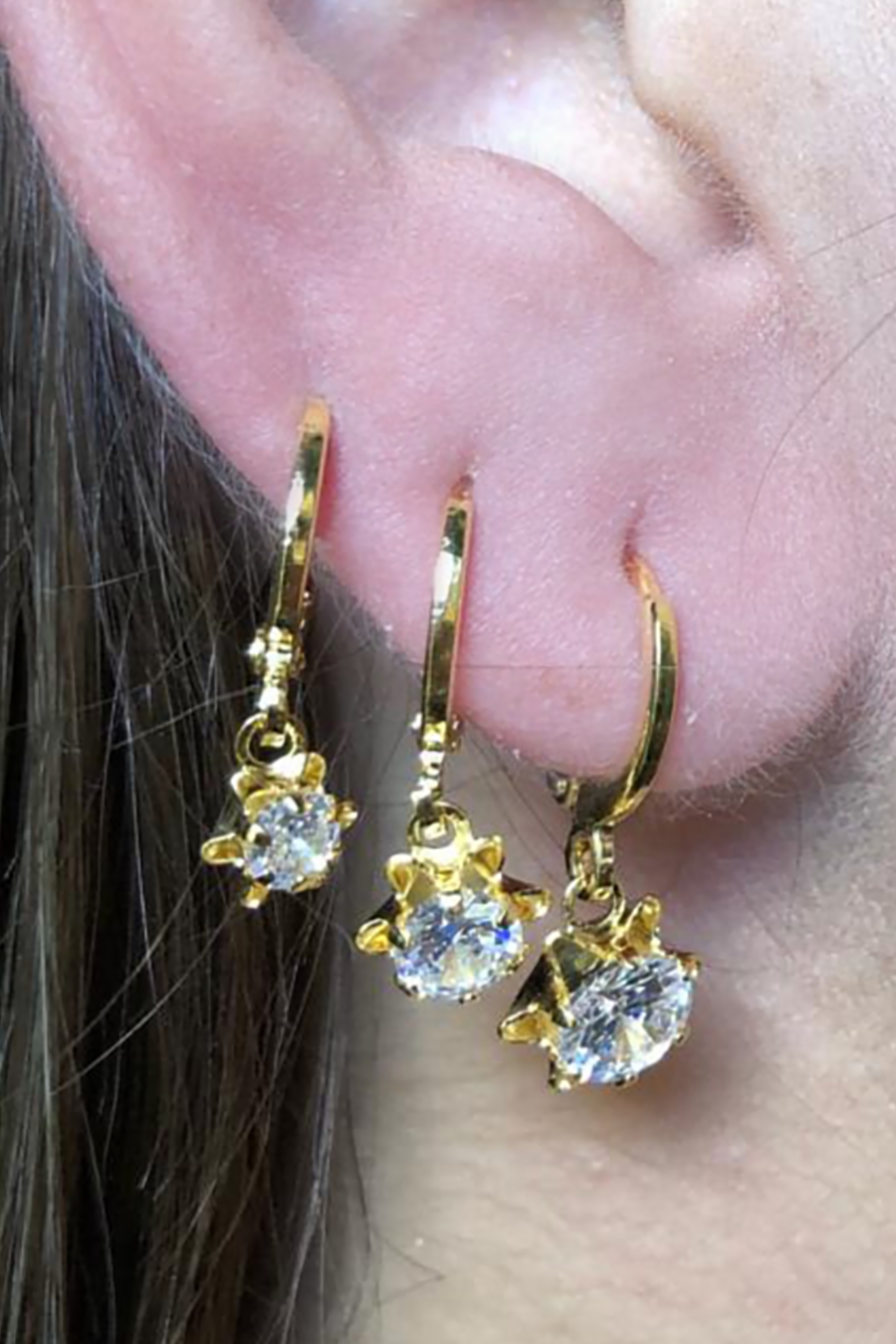 Trio Argolinha Estrelinha de Zircônia Banhado em Ouro 18k (3675.18500 18682)