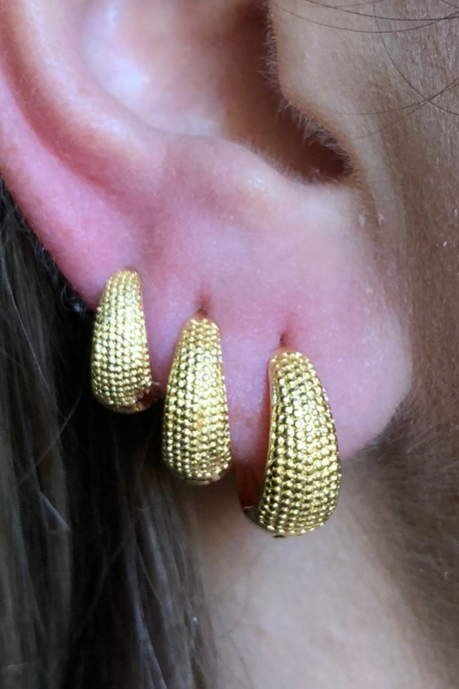 Trio de Brincos Argolinhas Grossas Banhado em Ouro 18k (TR0006)