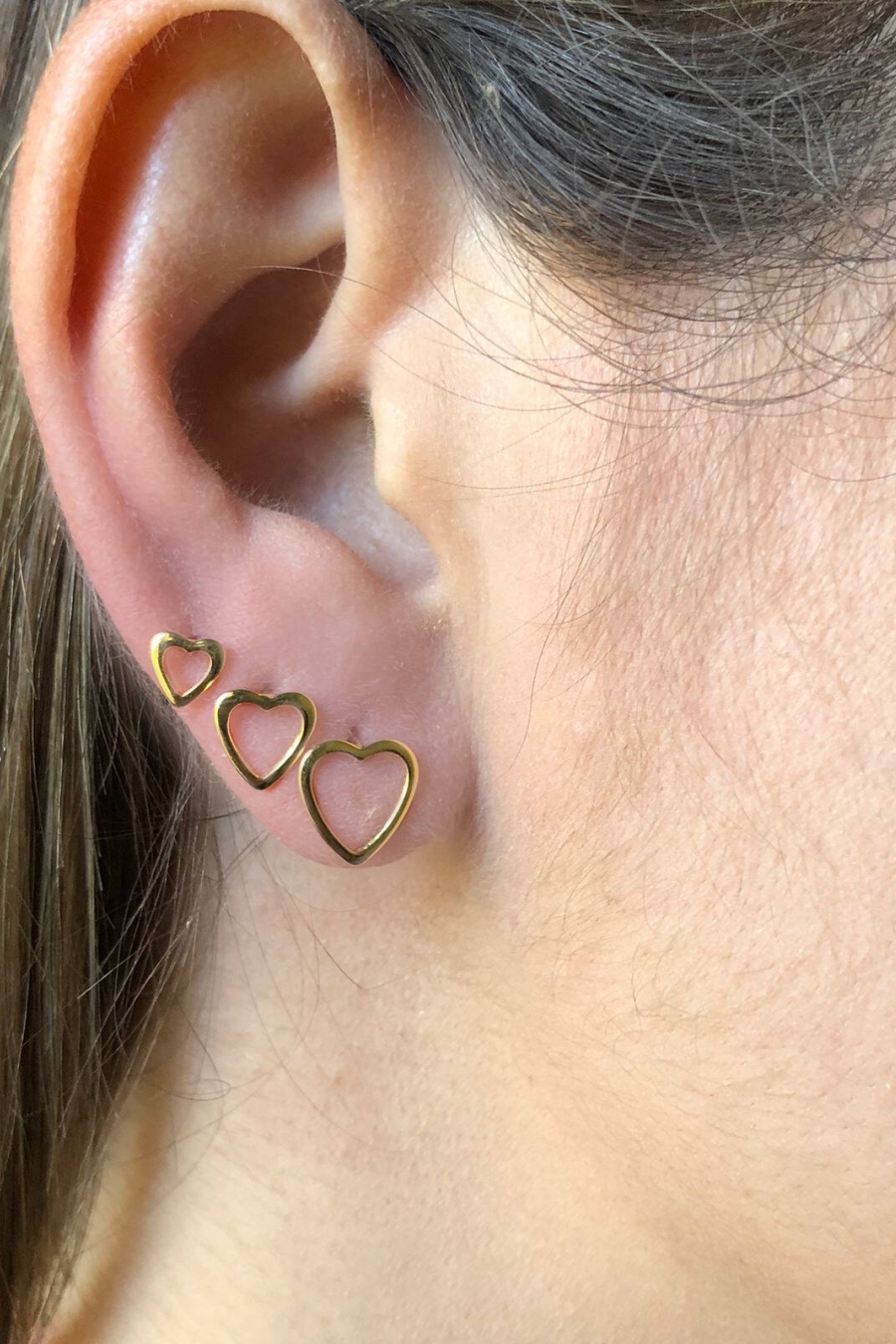 Trio de Corações Vazados Banhado em Ouro 18k (3462.18500 18535)