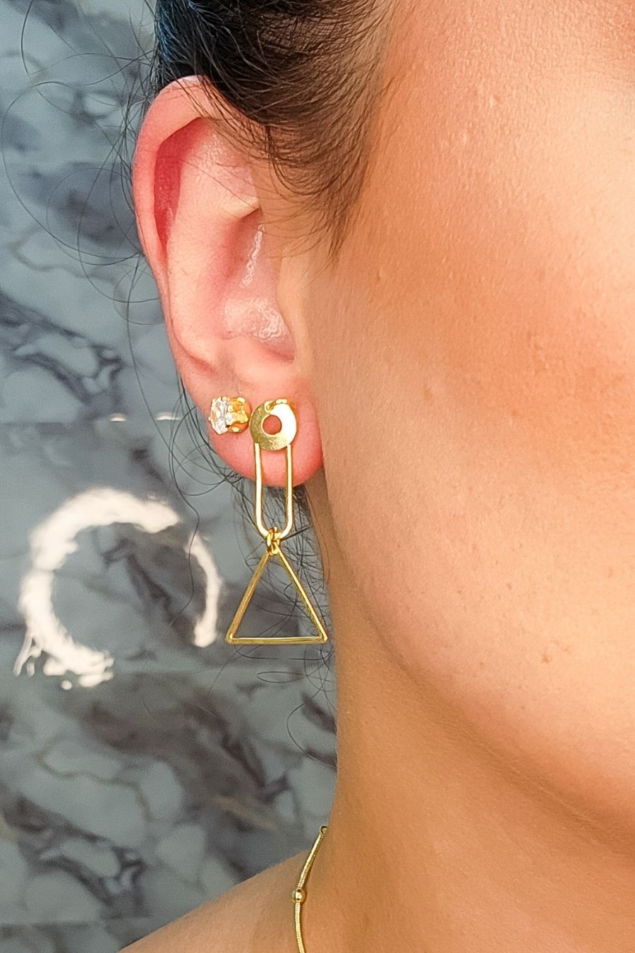 Brinco Médio com Formas Geométricas Banhado em Ouro 18k (3431.18500 18511)