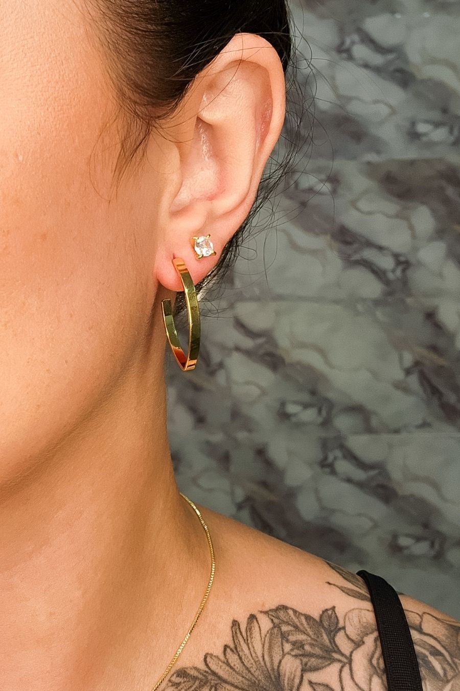 Brinco Argola Oval Banhado em Ouro 18k (BR0233)