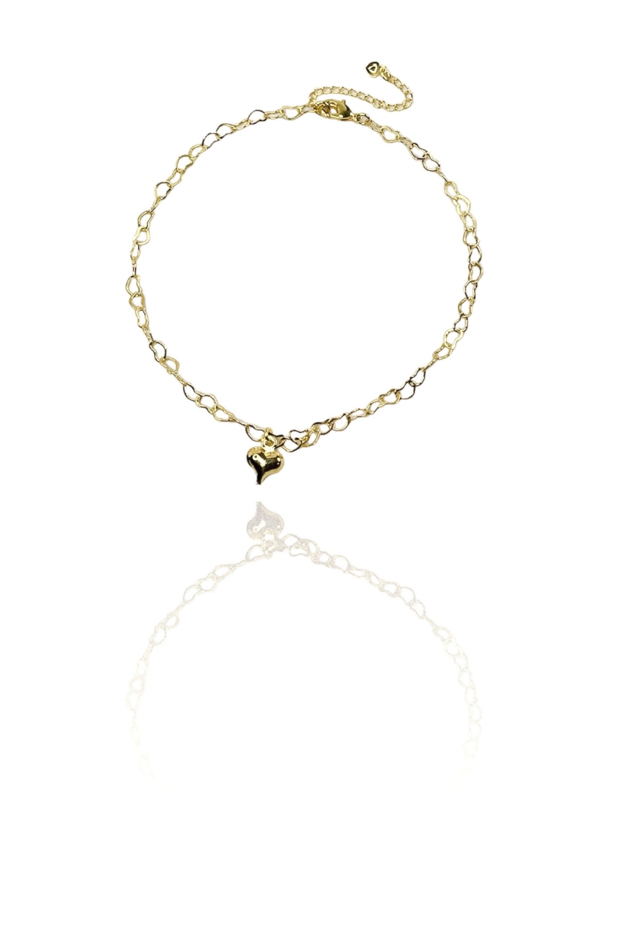 Tornozeleira Corrente de Coração Com Pingente De Coração Banhado em Ouro 18k (TN0011)