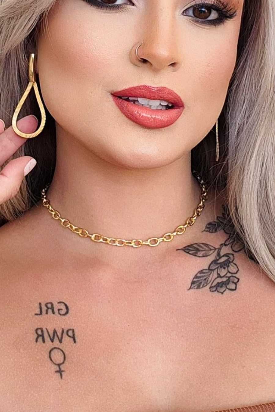 Choker Corrente Com Elos Ovalados Banhado em Ouro 18k (CK0024)