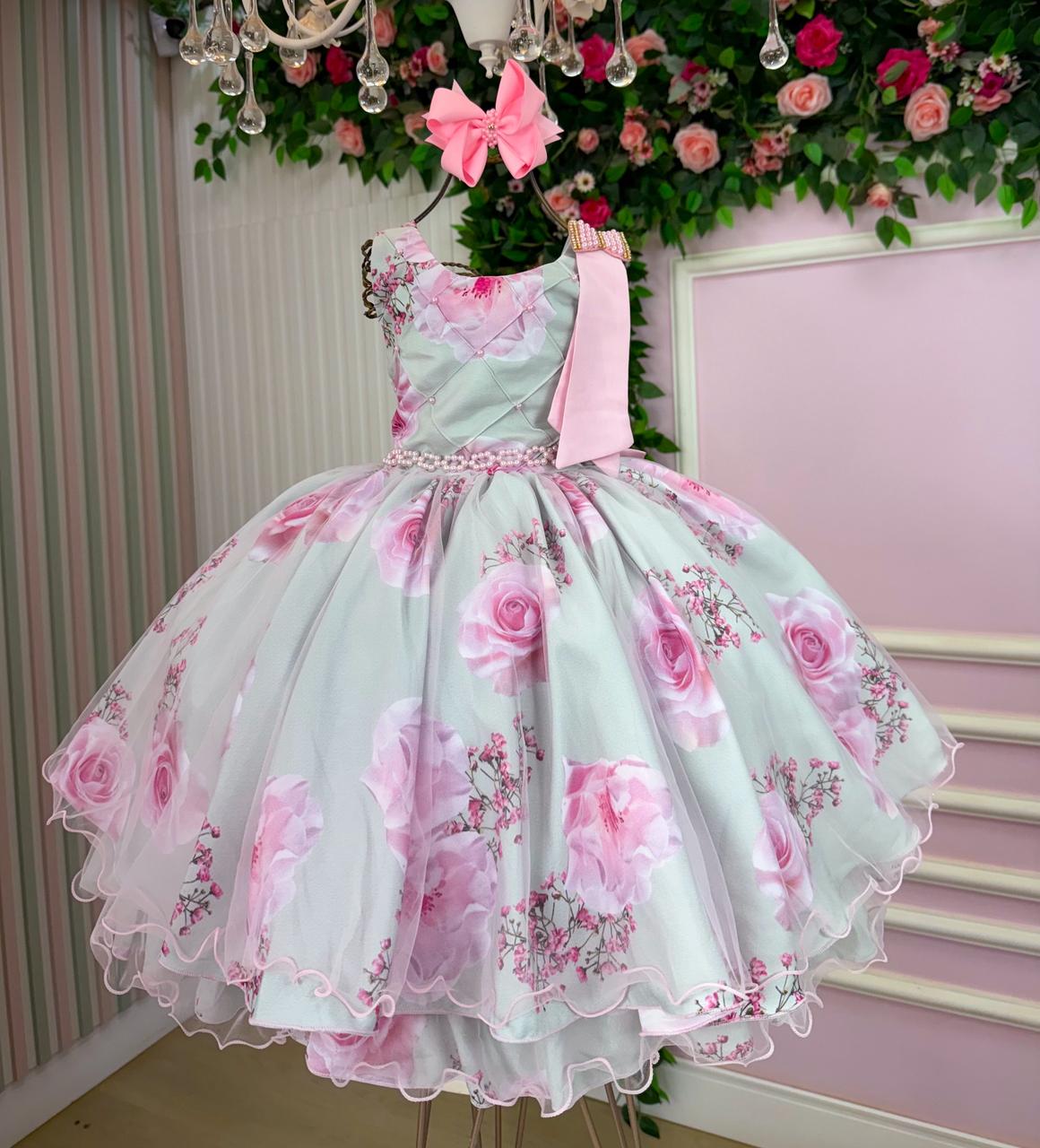 Vestido Bella Child Celina Florido Verde Claro (VESTBLLCHLDCLFLVRCL)