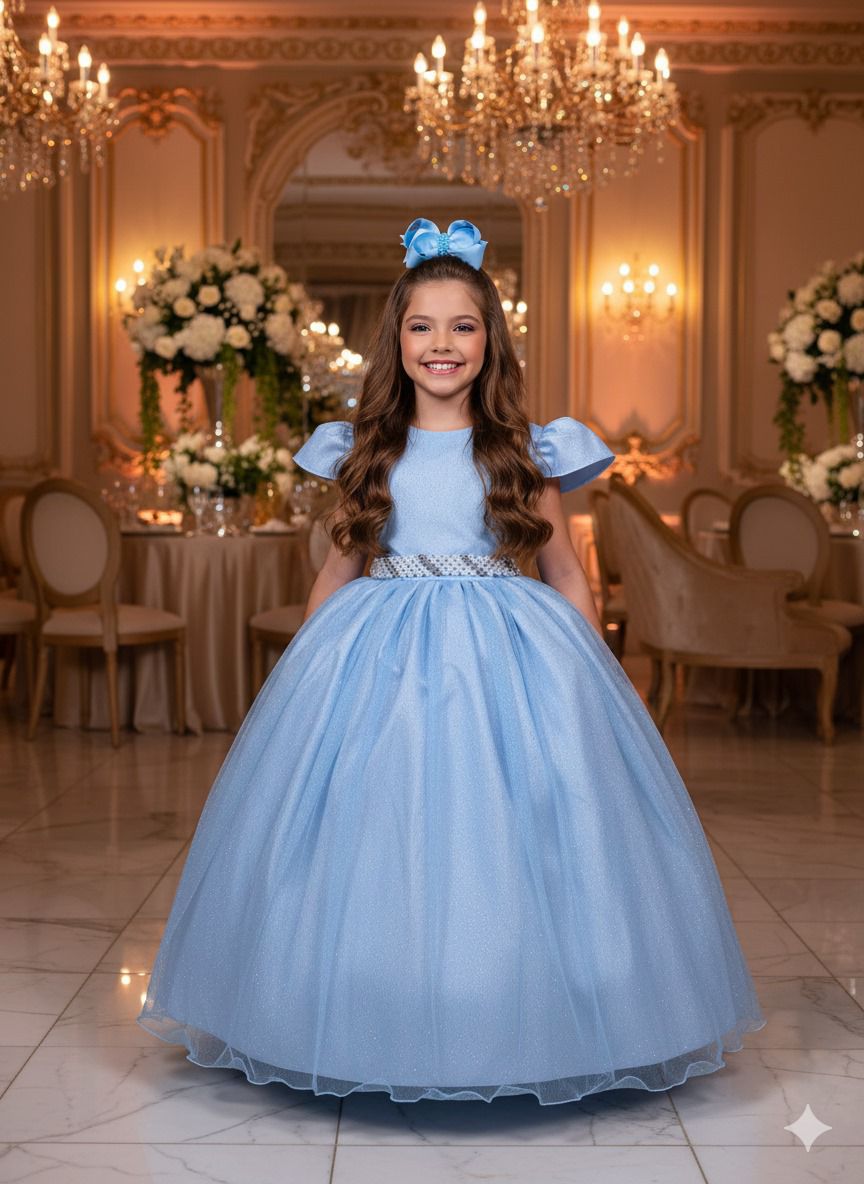 Vestido Marie Longo Heloisa Azul Bebe (VESTMRELNFHOLLSAZUBB)