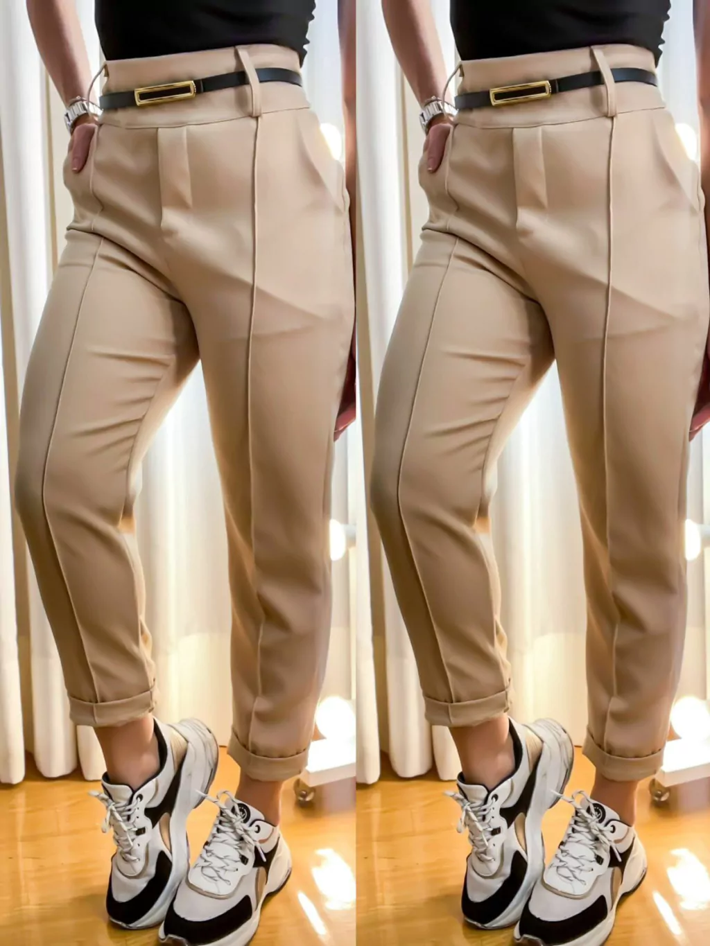 Calça Feminina Skinny com Cinto Fino e Zíper Lateral Magda ref.1141 (12345670018924168171)