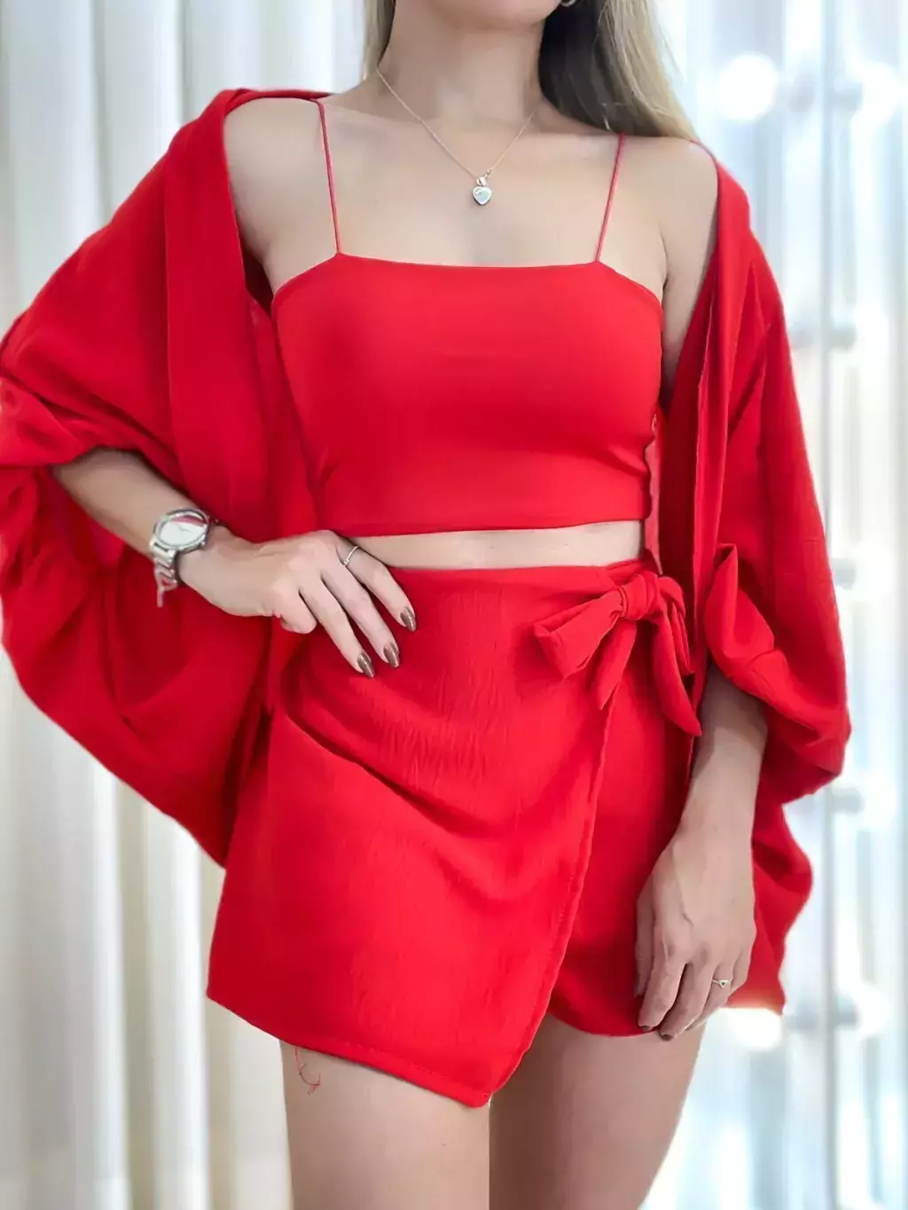 Conjunto Feminino Kimono e Short Saia Amarração Taysla Ref. 1235 (12345670018924181040)