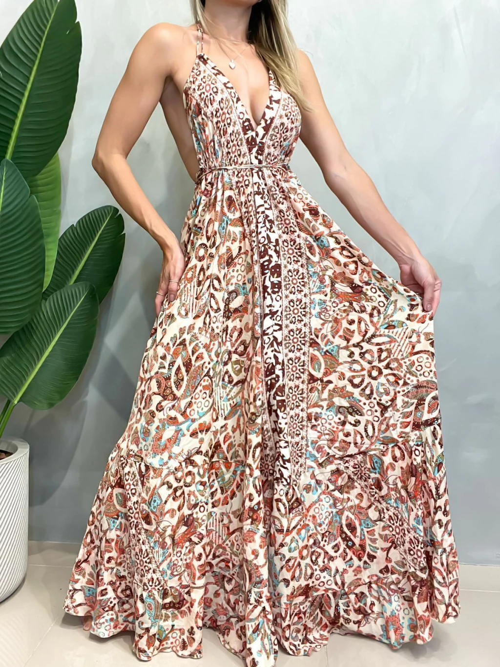 Vestido Feminino Longo Estampado Indiano Rita Ref. 291 (12345670018924164302)