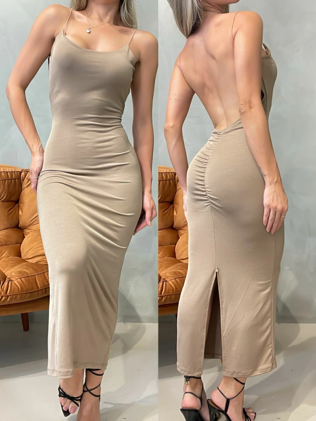 Vestido Feminino Midi Alça Fina Carlinha Ref.1155 (12345670018924166030)