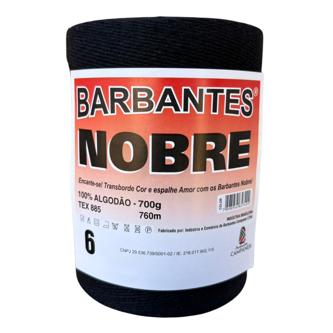 Barbante Nobre Preto - 700 Gr - Fio 6  - 760m (2265)