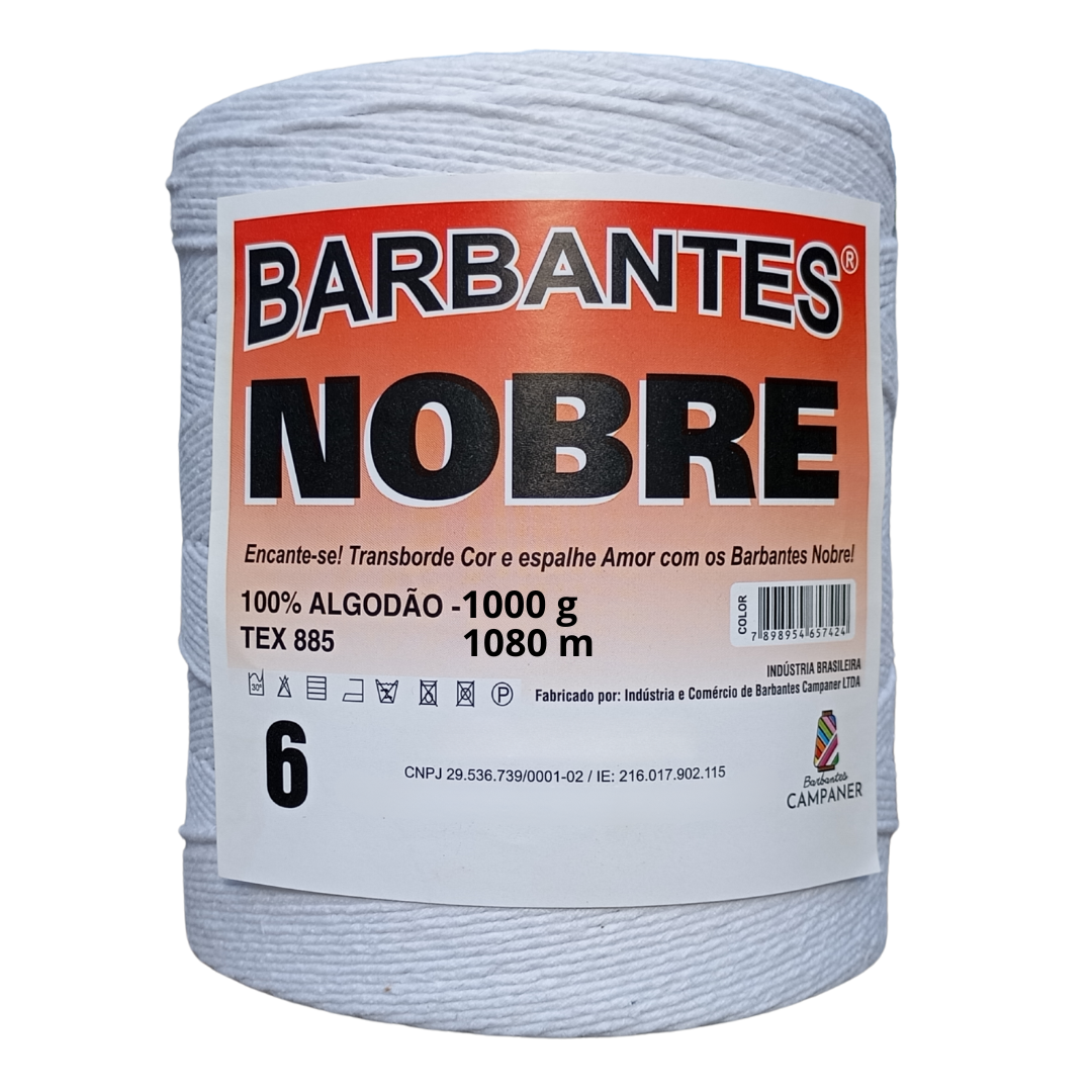 Barbante Nobre Branco Leite -  1 Kg -Fio 6 - 1080 metros (1280)