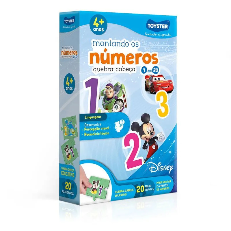 Quebra-Cabeça Disney Montando os Números 20 Peças - Toyster (111842)