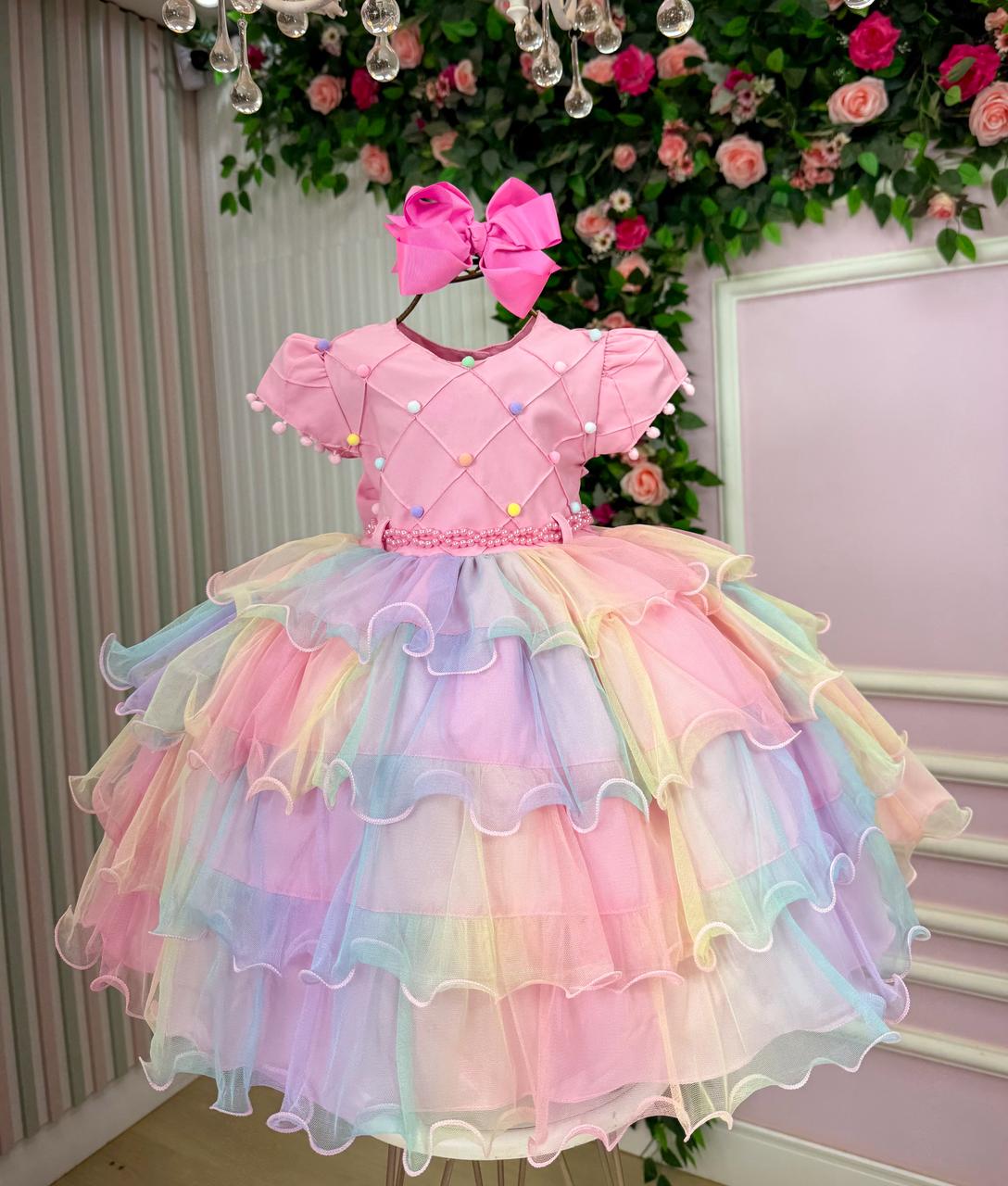 Vestido Menina Bonita Arco iris Aurora - Candy (VESTMNABNTARACND)