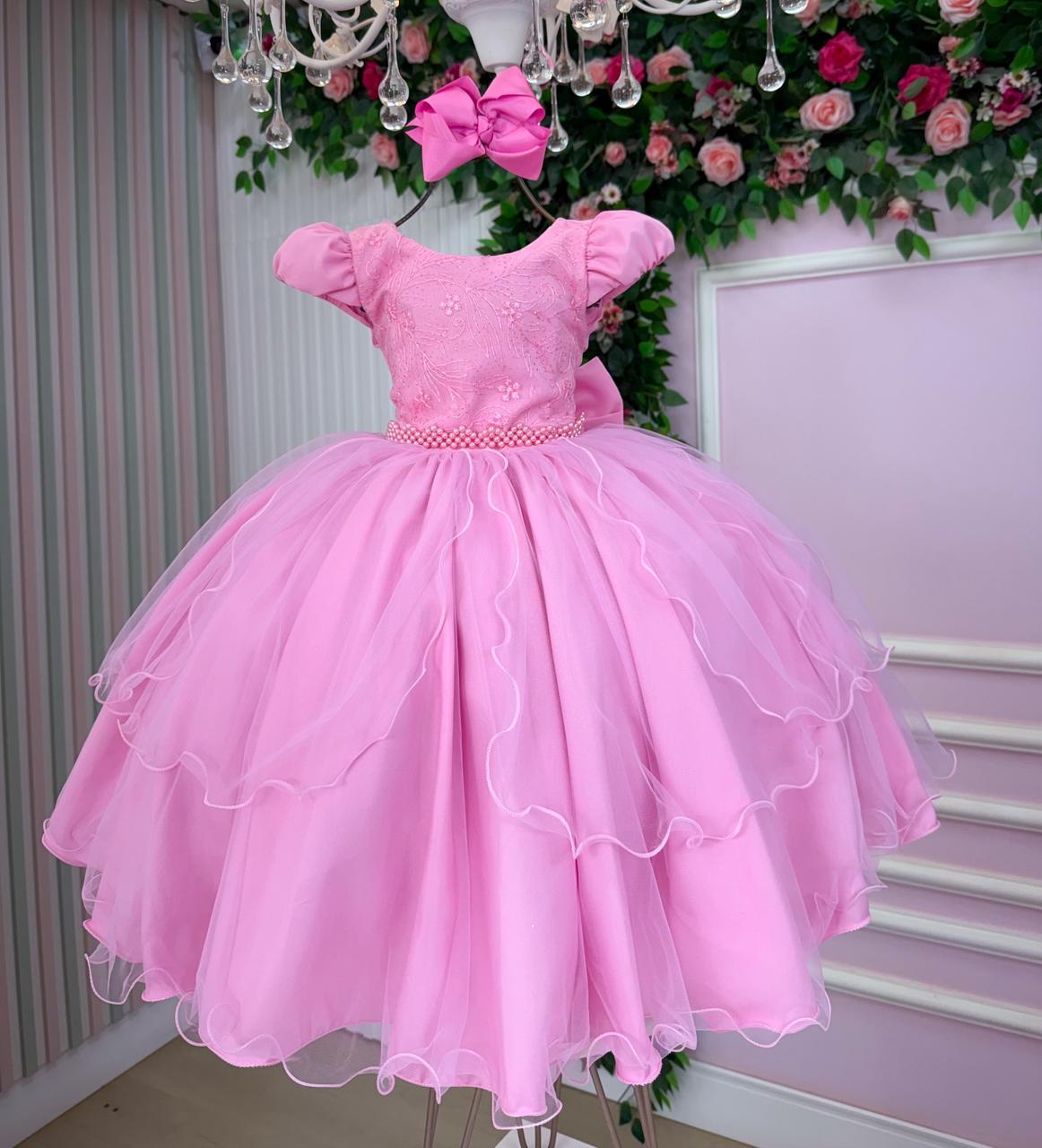Vestido Bella Child Polly Rosa Chiclete (VESTBLLCDPRSCLT)