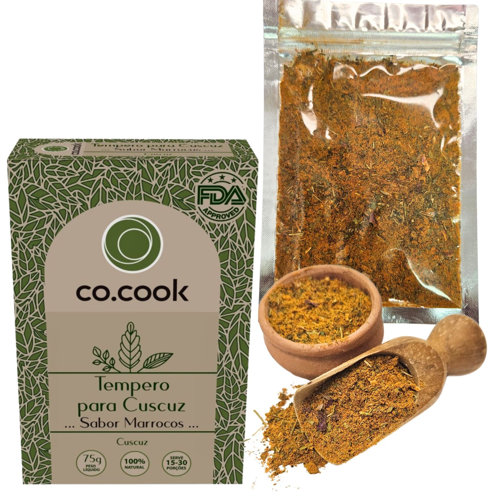 Tempero Funcional 100% Natural CoCook Cuscuz Sabor Marrocos 75g (COCCUMA75)