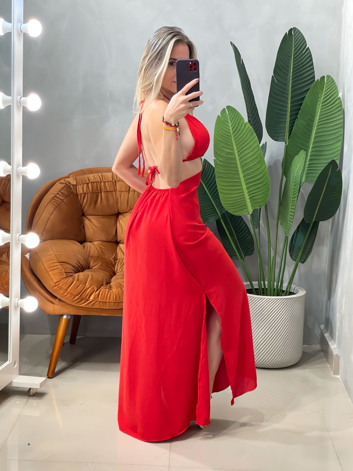 Vestido Longo em Duna Frente Única com Amarração Thaila Ref. 1851 (12345670018924256588)