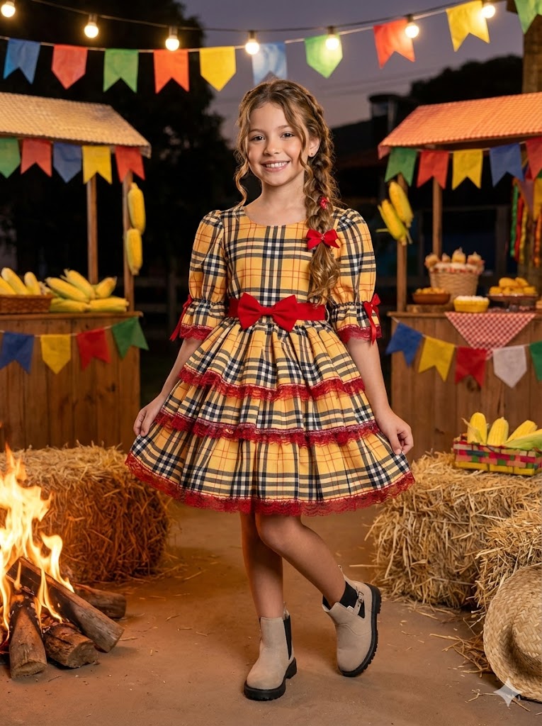 Vestido Junino Banana Club Encanto Caipira (VESTJNNBENC)