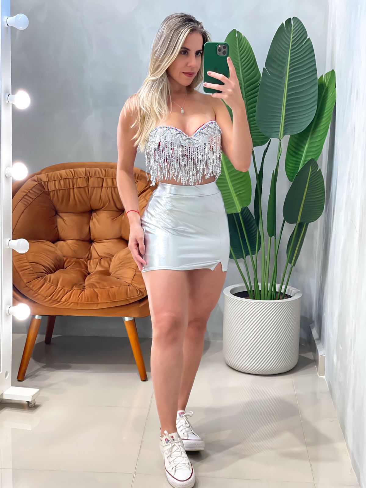 Cropped sem Alça com Lantejoulas e Franjas Tais Ref. 1873 (12345670018924258674)