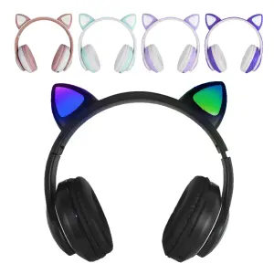 Fone de Ouvido Bluetooth LED Gatinho Cores Sortidas (6990)