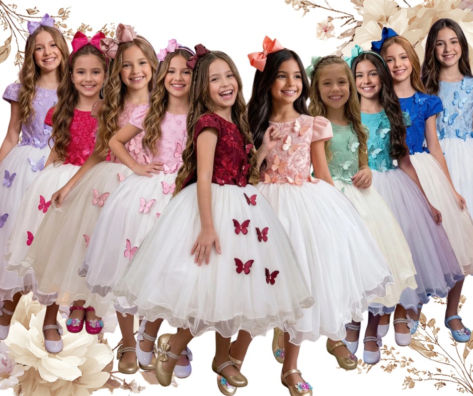 Vestido Juvenil - Midi Vila Lele Sabrina + Saiote (VESTMDLLSBRSAIO)